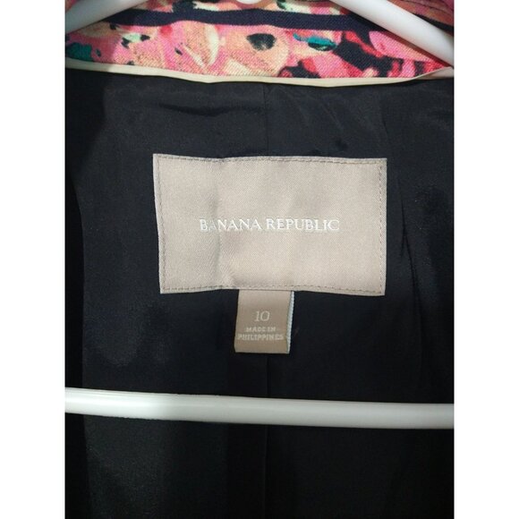 Banana Republic Blazer Womens 10 Pink Floral Striped Bella Jacket Blossom - Picture 9 of 14